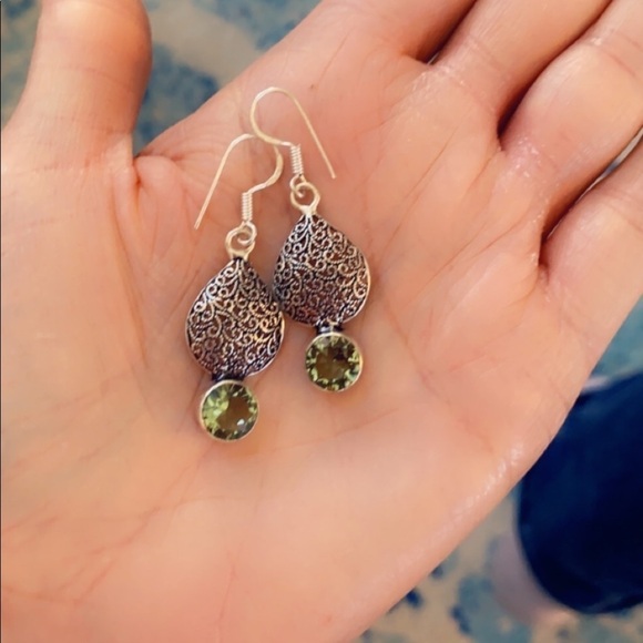 Green Amethyst Sterling Silver Earrings - Picture 4 of 15